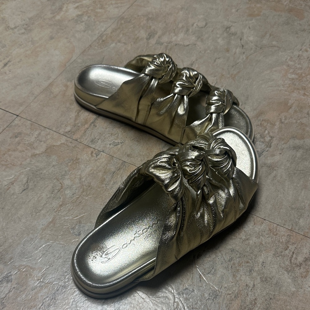 Santoni Metallic Slide Sandals